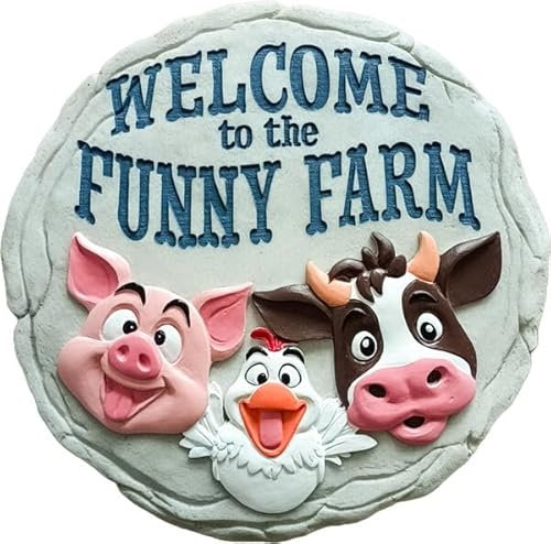 Spoontiques Decorative Stepping Stone, Outdoor Garden Decoration (Funny Farm)