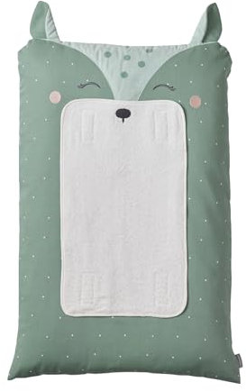 VERTBAUDET Wickelauflagenbezug, Motiv Biche, grün, bedruckt, 72 x 49 cm
