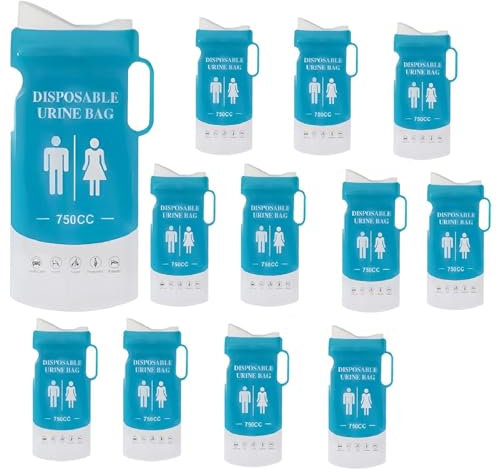 Zankie 4/8/12 Stück 750 ml Einweg-Urinbeutel für Camping – Notfall-Camping-Urinbeutel, Outdoor-Urinal, Reiseurinbeutel, Erbrochenerbeutel für Staus, Camping, Wandern, Schwangere, Patienten, Kinder