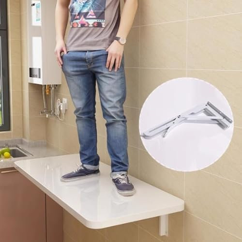 Klappbares Regal mit Halterungen – an der Wandmontierter herunterklappbarer Esstisch, robust für die Küche | Schwebender Klapptisch-Stehtisch, Computertisch – 60, 70, 80, 90, 100, 120 cm ( Size : L50x