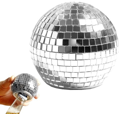PASSI Décapsuleur de bière, décapsuleur en forme de boule disco – Ouverture rapide sans échappement, ouvre-bouteille design miroir pour cuisine, bar, restaurant, fête, cadeaux pour homme et femme