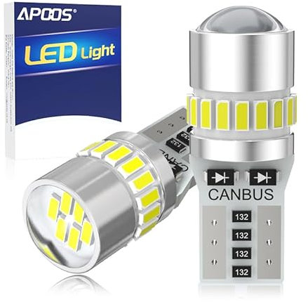 APOOS T10 W5W LED Lampadine CANBUS Sensa Errore 12V 194 168 501 24SMD per Auto Luce di Posizione Luci Targa Interne Mappa Cupola Plafoniera Cortesia Luce 6500K Bianco 2 Pezzi