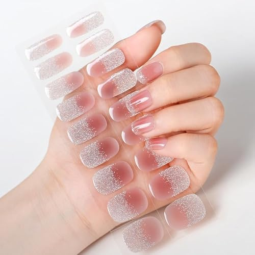 JUXINE Semi-Cured Gel Nail Polish Strips with File and Stick - Art Stickers, Waterproof Wraps, Decal Sets (UV/LED Lamp Required, VIS3, One Size)
