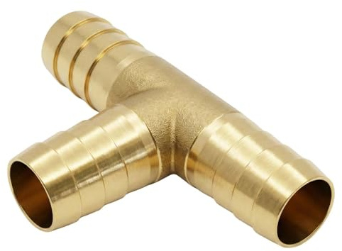 Lumonic 5x I T-Schlauchverbinder I für 13mm (1/2) Schlauch I aus Messing I T-Verbinder I T-Stück I mit Dornenprofil I Druckluft & Wasser I für Werkstätten, Betriebe und Heimwerker