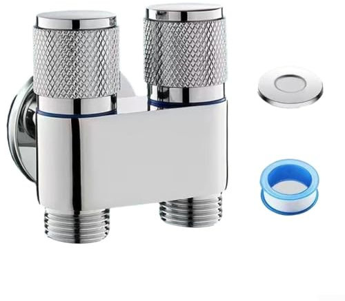Grifo de fregadero 1 en 2 salidas G1/2 grifos de doble control para lavabo de inodoro, válvula triangular, válvula de control de agua, grifo para cocina, baño, accesorios de fregadero (gris)