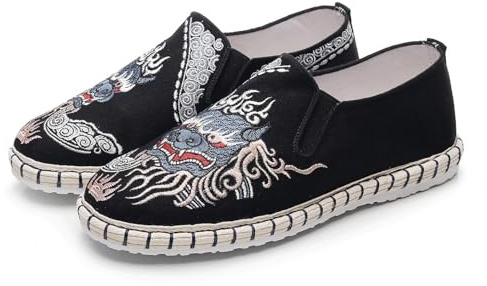 Chaussures Traditionnelles Chinoises De Vieux Pékin Pour Hommes Et Femmes, Chaussures Brodées Exquises, Chaussures De Kung Fu Tai Chi, Équipement De Protection Des Pieds Pour Arts Martiaux(Black,44 EU