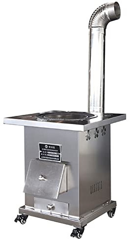 Zelt Herd Holzofen, Großer mobiler energiesparender Gussstahlkocher mit Edelstahlkessel, geeignet for das tägliche Kochen, Heizen zu Hause, im Freien, Grillen, fest installiert(Without Kettle,40cm)
