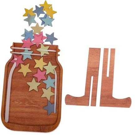 KITANDOVE 1 Satz Belohnungsgläser Holz Für Kinder Glasdeko Positivem Verhaltensanreizsystem Schüler Lehrer Schulbedarf Stern Glas Belohnungsglas Klassenzimmer