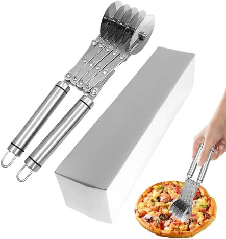 Wezalget Herramienta cortadora de repostería con ruedas múltiples,Cortadora de repostería con ruedas múltiples,Cortadora de pizza de acero inoxidable con mango - Divisor de expandible, máquina para