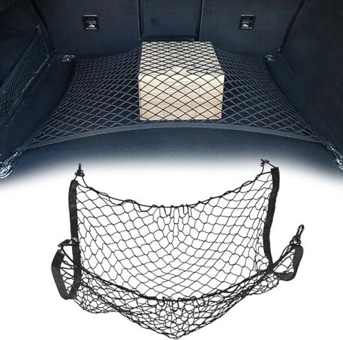 Gepäcknetz Auto für VW Passat B6 2007-2011, Gepäcknetz -Kofferraumnetz -Kofferraum Netz -Kofferraumnetz Auto, Mit 4 Massiven Haken -Elastischer Rand Hält Lasten Fester