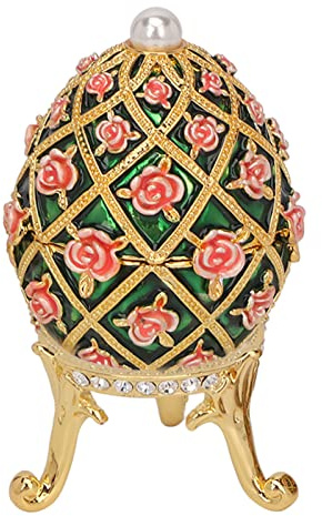 Jwthee Hand Painted Easter Egg Style Enamel Trinket Box with Hinged, Vintage Metal Jewelry BoxCase Jewelry Ring Holder case