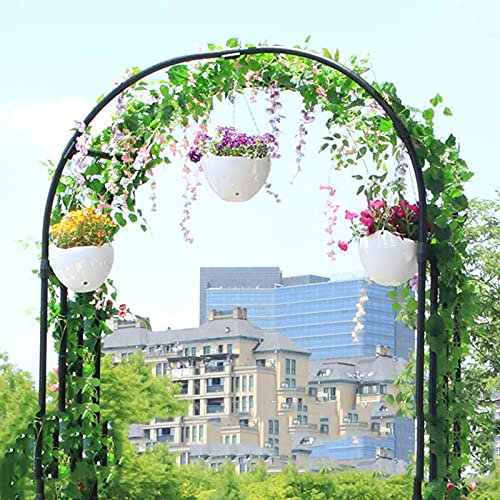 Treillis d'arche de jardin en métal solide et durable de 25 mm en acier galvanisé, design stable et coupe-vent, installation facile, arche de jardin multifonction, noir, 1,8 m x 2,4 m