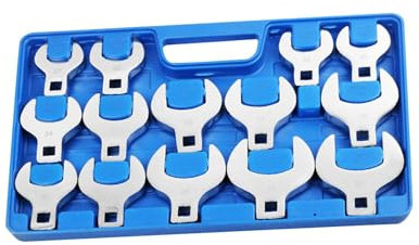 PMJMANKI Juego de 14 Llaves de Pata de Gallo con accionamiento de 1/2 Pulgada, Llave de Freno, Llave de Extremo Abierto, Multiusos, Resistentes al Desgaste, portátiles para mecánicos, métrico