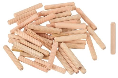 QUARKZMAN 200 tasselli in legno da 5/16 x 2, bastoncini in legno, perni di collegamento per mobili, tasselli in legno con scanalatura per artigianato, progetti fai da te