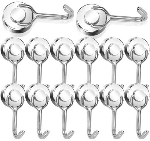 14 Stück Magnethaken Extra Stark 20mm, Drehbar Magnetischer Haken Magnet Haken Magnethaken Klein Neodym Magnete mit Haken Haken Magnetische für Küchen kühlschränke Schließfächer Grill Camping