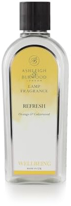 Ashleigh & Burwood Refresh Wellbeing Lamp Fragrance | Orange & Cedarwood | 500ml | Made in the UK | Revitalising & Energising Scent