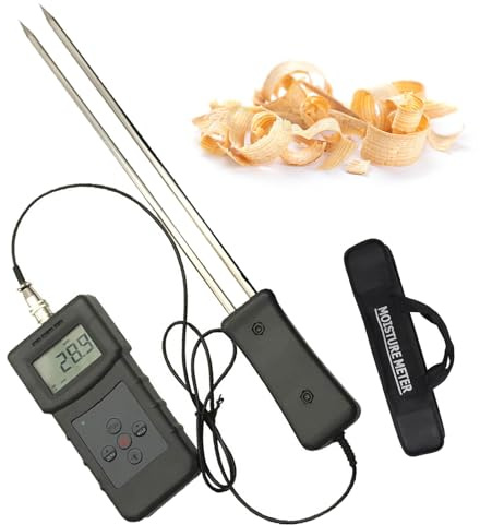 HGTRH Moisture Tester for Wood Chips, Pin-Type Moisture Meter Accurate Non-destructive Testing Backlit LCD Display for Sawdust Wood Shavings Bamboo and Wood Powder Wood Chips Barks