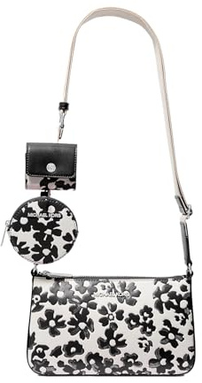 Michael Kors Jet Set Small Sequined Floral Print Crossbody Bag with Case Black Floral