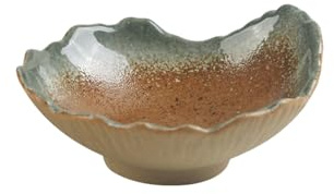Plato chino simple exquisito irregular bajo vidriado con sabor retro -ensaladera de 15.2 cm - Playa