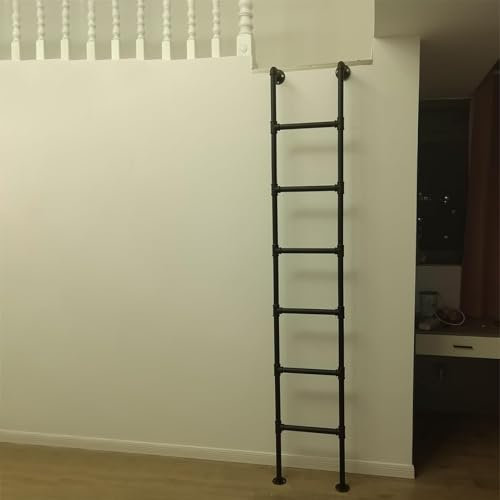 Heavy-Duty Wall-Mounted Industrial Metal Basement Window Ladder - Wrought Iron Emergency Staircase & Space-Saving Bunk Bed Access Solution for Safe Exit