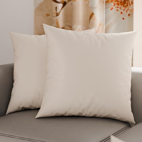 PETTI Artigiani Italiani – 2er-Set Kissenbezüge 35x35 cm aus Mikrofaser, Zierkissenbezüge für Schlafzimmer & Sofa, Uni Cremefarbe, 100 % Made in Italy