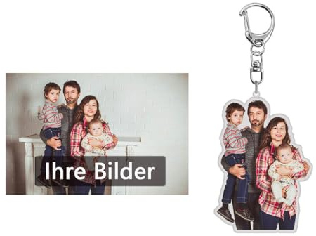 Personalisierte Schlüsselanhänger mit Bild, Auto Glücksbringer Anhänger mit Foto, Personalisierte keychain für Männer, Frauen & Partner, Foto Schlüsselanhänger für Geburtstag Jahrestag Weihnachten