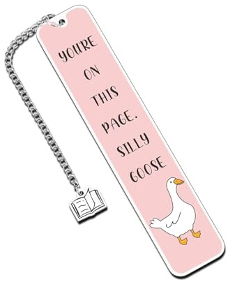 Silly Goose Bookmark, Stainless Steel Pink Bookmark, Funny Cute Book Marks, Metal Books Mark for Men Women, Books Accessories for Reading, for Club Gifts, for Kids Teens Adults Book Lovers