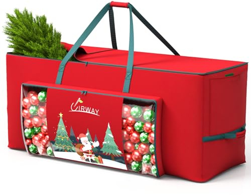 UIRWAY Weihnachtsbaum Aufbewahrung für 230cm Weihnachtsbaum, 600D Oxford Tannenbaum Tasche mit Transparente Fronttasche und Seitentasche, Stabilen Griffen und Doppeltem Reißverschluss (Rot)