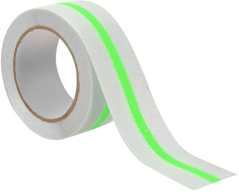 sourcing map Nastro antiscivolo da 5 cm x 5 m, nastro adesivo trasparente con bagliore verde scuro, strisce antiscivolo impermeabili per scale interne o esterne e altre superfici lisce