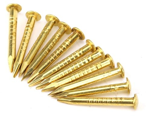 100Pcs Brass Nails, Round Head Gold Nails Assortment 10mm/15mm/18mm/22mm Household Hardware Accessories for Furniture Hinges Boxes Projects (15mm)