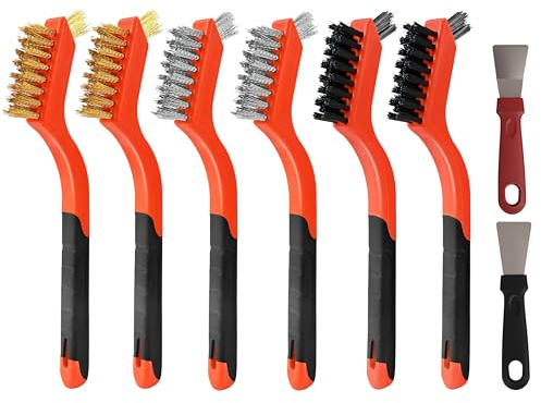 6 Pieces Wire Brushes Set, Nylon/Brass/Stainless Steel Bristles