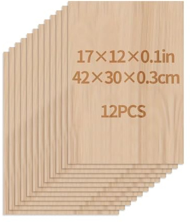 Plywoodskiva, 12 stycken lindplywood, 3 mm, A3-träplattor, träplattor för pyssel, träplatta för gör-det-själv träarbete, snideri, laserbearbetning, brandmålning, modelltillverkning, dekoration