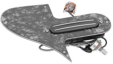 Dual Rail Mandolin Pickguard Loaded Prewired Pickup A500k B500k Potentiometer (Black Pearl)