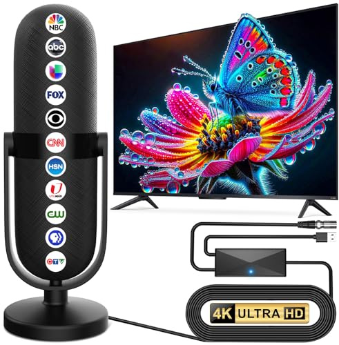 2026 TV Antenna for Local Channels,Antenna for Smart with 360° Signal Booster Reception,Digital Antenna 2500+ Miles Range Support 8K 4K 1080p Televisions,Strongest HD TV Antenna Indoor-25ft Coax Cable