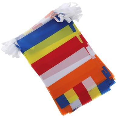 TOPPERFUN Buddhistische Gebetsfahnen aus Polyester mit 5 Farben Blau Gelb Weiß Rot Orange für Outdoor und Tempel Dekoration und Friedensgebete