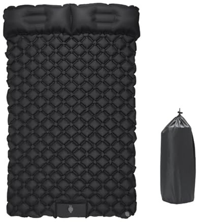 Loungematta - självuppblåsande liggunderlag med pump, tjock memoryskum campingmadrass, lätt bärbar luftmadrass for bilresor, tält, backpacking och utomhusäventyr(Black)