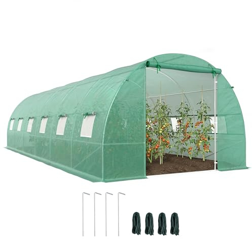 HOMCOM Invernadero 8 Metros 8x3x2metros Acero y PE 140g/m2 Cultivo Plantas Tomates Verduras
