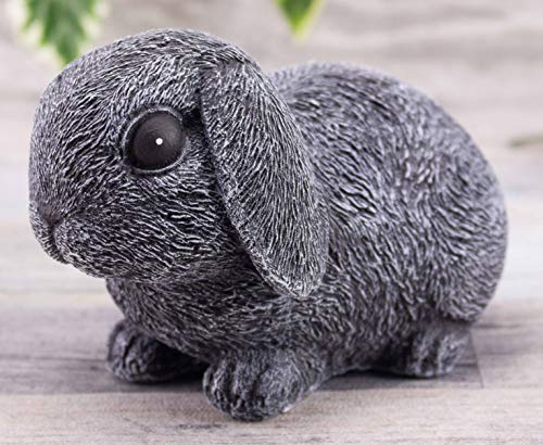 STEINFIGUREN SPICKER Steinfigur Hase Zwergkaninchen 199/1 Gartenfigur Steinguss Tierfigur Basaltgrau