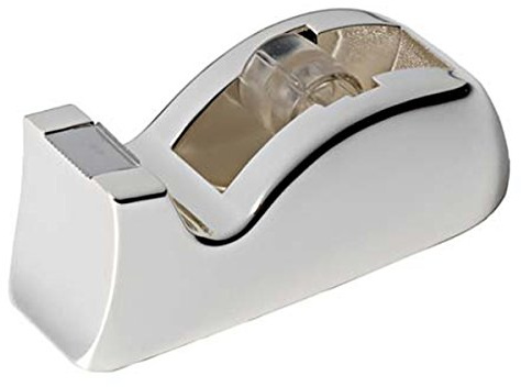 SILBERKANNE Premium Klebebandabroller Versilbert – Edler Tischabroller Silber (13x5,5x5 cm) – Luxus Schreibtisch-Zubehör & Deko