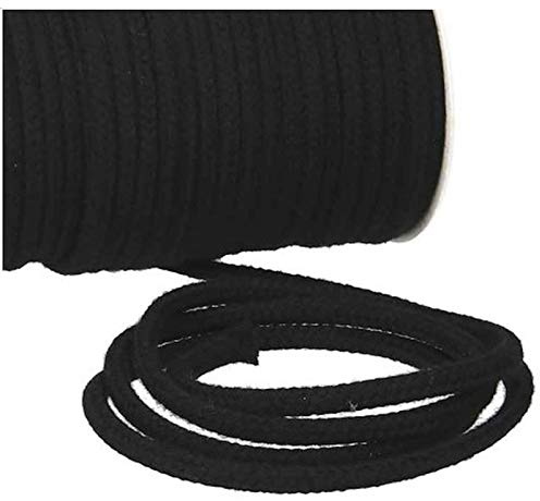 Turnbeutelliebe® Baumwollkordel 8mm Schwarz - robuste Bastelschnur Meterware - Dickes Baumwollseil für Turnbeutel, Taschen & Hosen - geflochtene Schnur individuell zuschneidbar - Makramee-Kordel rund
