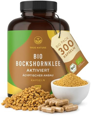 Bio Bockshornklee - Big Pack: 360 Bockshornkleesamen Kapseln (650mg) - Hochdosiert: 2600mg pro Tag - Fenugreek aktiviert - Hochwertiger Rohstoff aus Ägypten - vegan - TRUE NATURE