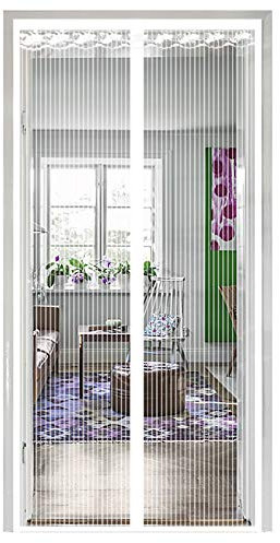 Timizi Fliegengitter Tür 120x210cm, Insektenschutz Vorhänge Klebemontage Moskitonetz Rahmen HäNde Frei, für Flure/Türen/Fenster. - Weiß