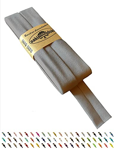 Sandras-Bastelladen Oaki Doki Schrägband/Einfassband Tricot de Luxe Jersey gefalzt 3m x 20mm 026-Grau