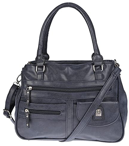 Christian Wippermann große Damen Umhängetasche Tasche Schultertasche in Leder Optik (Navy)