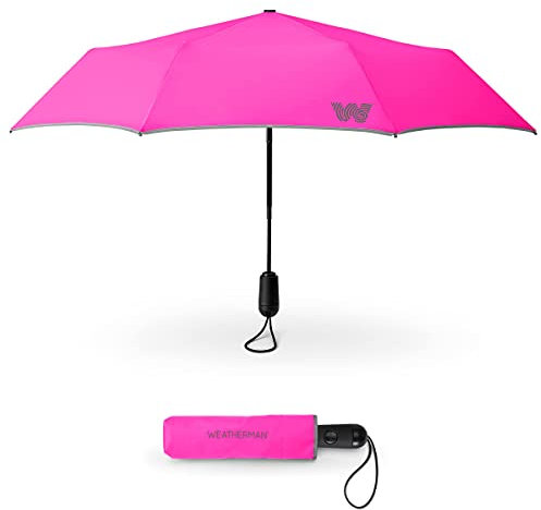 Weatherman - Premium Small Compact Mini Umbrella for - Windproof Resists Up to 45 MPH Winds - for Rain, Wind, Purse, Pocket, Backpack, Car - Portable Easy Auto Open Close Strong Fiberglass Frame