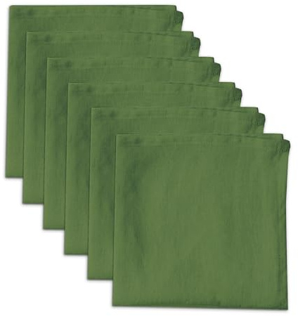 Linendo 100% Pure Linen Dinner Cloth Napkins 38 x 38 cm Green, Set of 6 Pack European Flax Natural Fabric Washable for Home and Kitchen…