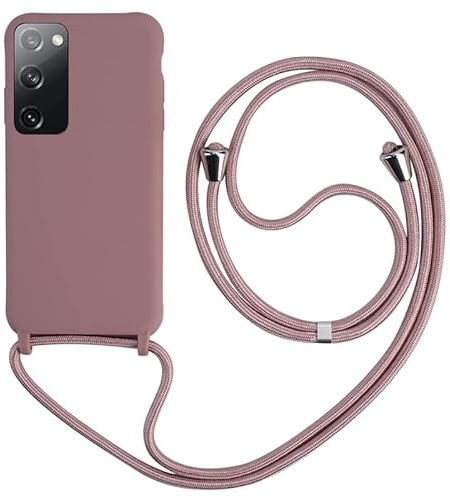 Keteen handyband hülle für Samsung Galaxy S20 FE Handyhülle mit Band Slim Silikon S20 FE hülle mit Abnehmbar Kordel Stossfest Bumper Cover zum Umhängen Necklace Handyhülle für Samsung S20 FE-Pink