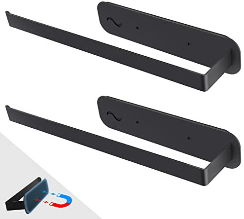 EXLECO 2Pcs Küchenrollenhalter Magnet Küchenpapierhalter ohne Bohren Magnetischer Papierrollenhalter Edelstahl Rollenhalter mit Starker Adsorption Halterung für Kühlschrank Mikrowelle Metallschrank