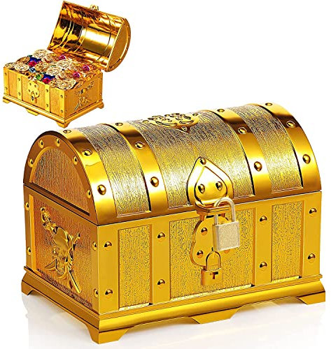 Pirat Schatztruhe Caribe, Kindergeburtstag, Hochzeit, Box Verschließbar Mit Deckel Und Schloss Mit Schlüssel, für Aufbewahren Und Dekorieren, Kindergeschenk