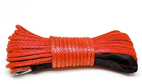 ihreesy Windenseil 12-adrig, 6mm x 15m Synthetisches Windenseil mit Mantel Synthetisches Windenseilseil Auto-Abschleppseil für SUV, ATV UTV Geländewagen LKW Boot,Rot